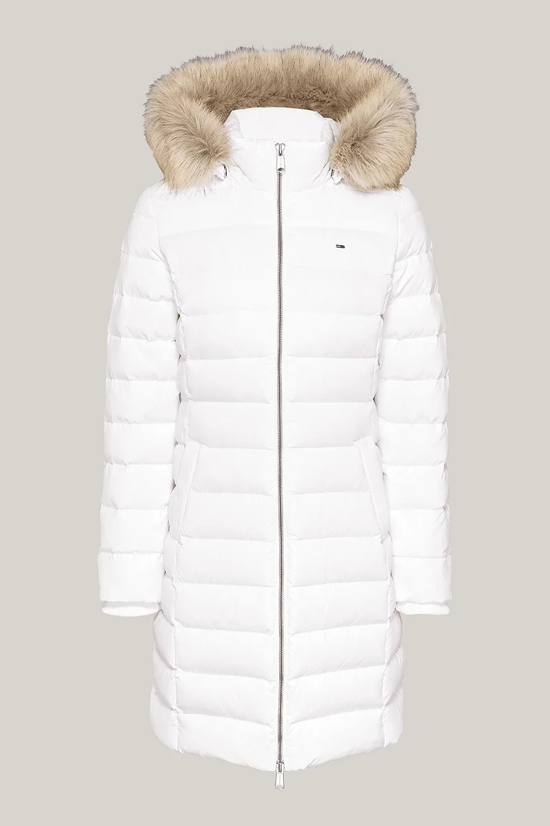 Tommy Hilfiger TJW ESSENTIAL HOODED DOWN COAT Kadın BEYAZ Mont DW0DW18864YBR
