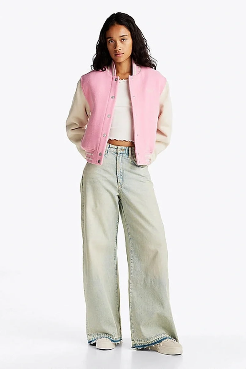 Tommy Hilfiger TJW WOOL VARSITY JACKET EXT Kadın pembe Ceket DW0DW19320TPF