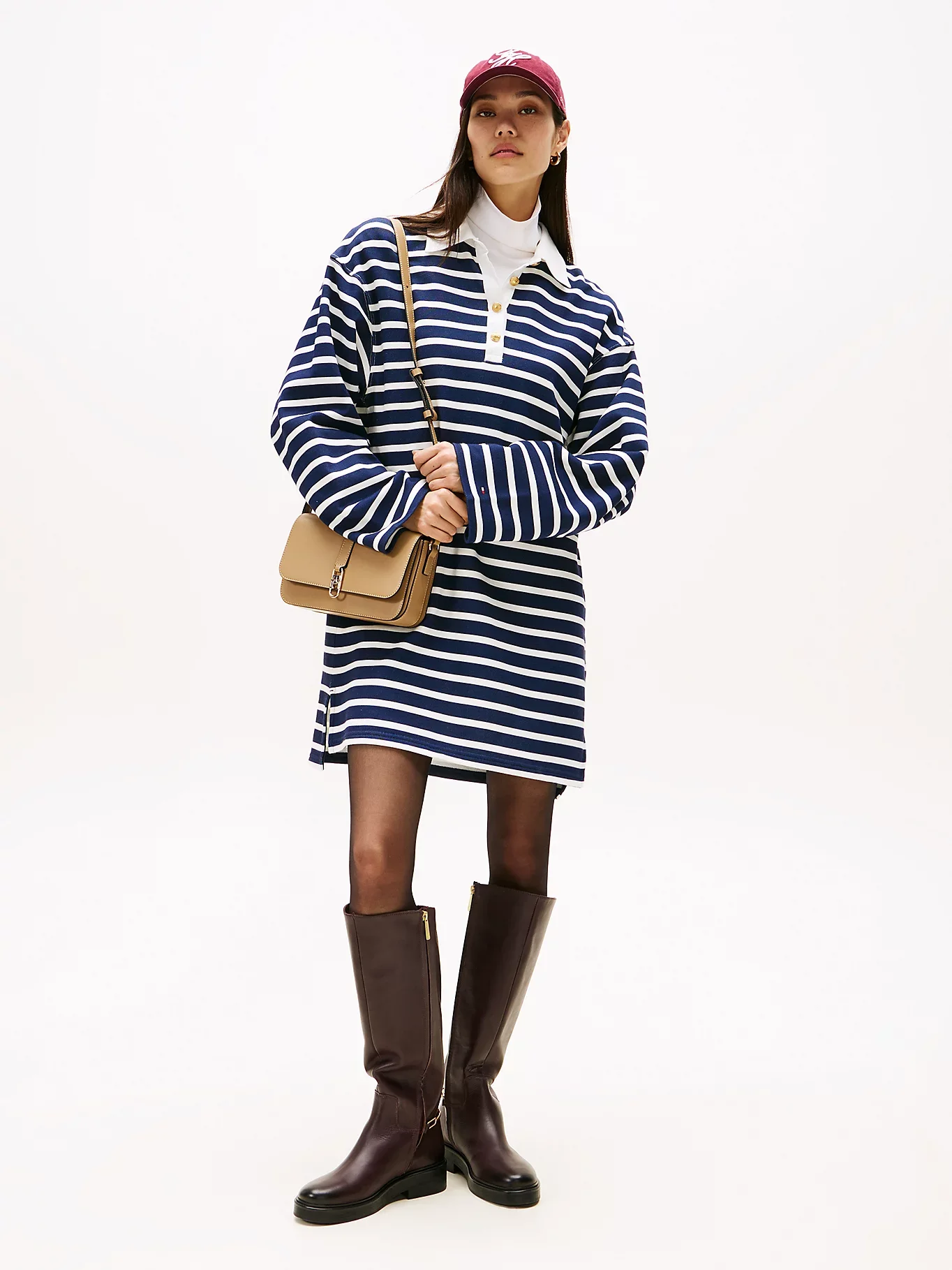 Tommy Hilfiger Altın Düğmeli Rugby Penye Kadın Elbise WW0WW483920Y7