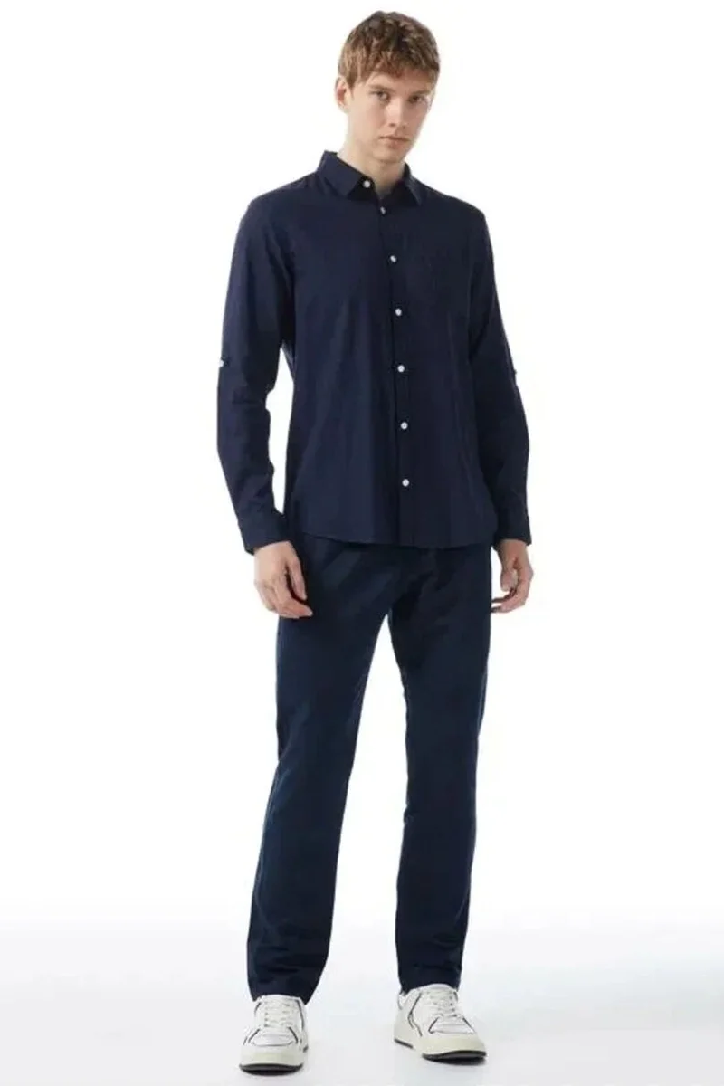 Tommy Hilfiger CHINO HARLEM PO DRWS CO LINEN Erkek Lacivert Pantolon MW0MW34533C5J