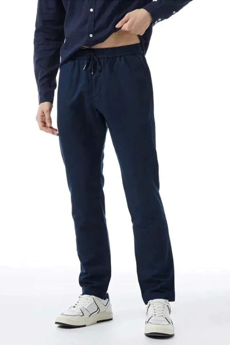 Tommy Hilfiger CHINO HARLEM PO DRWS CO LINEN Erkek Lacivert Pantolon MW0MW34533C5J