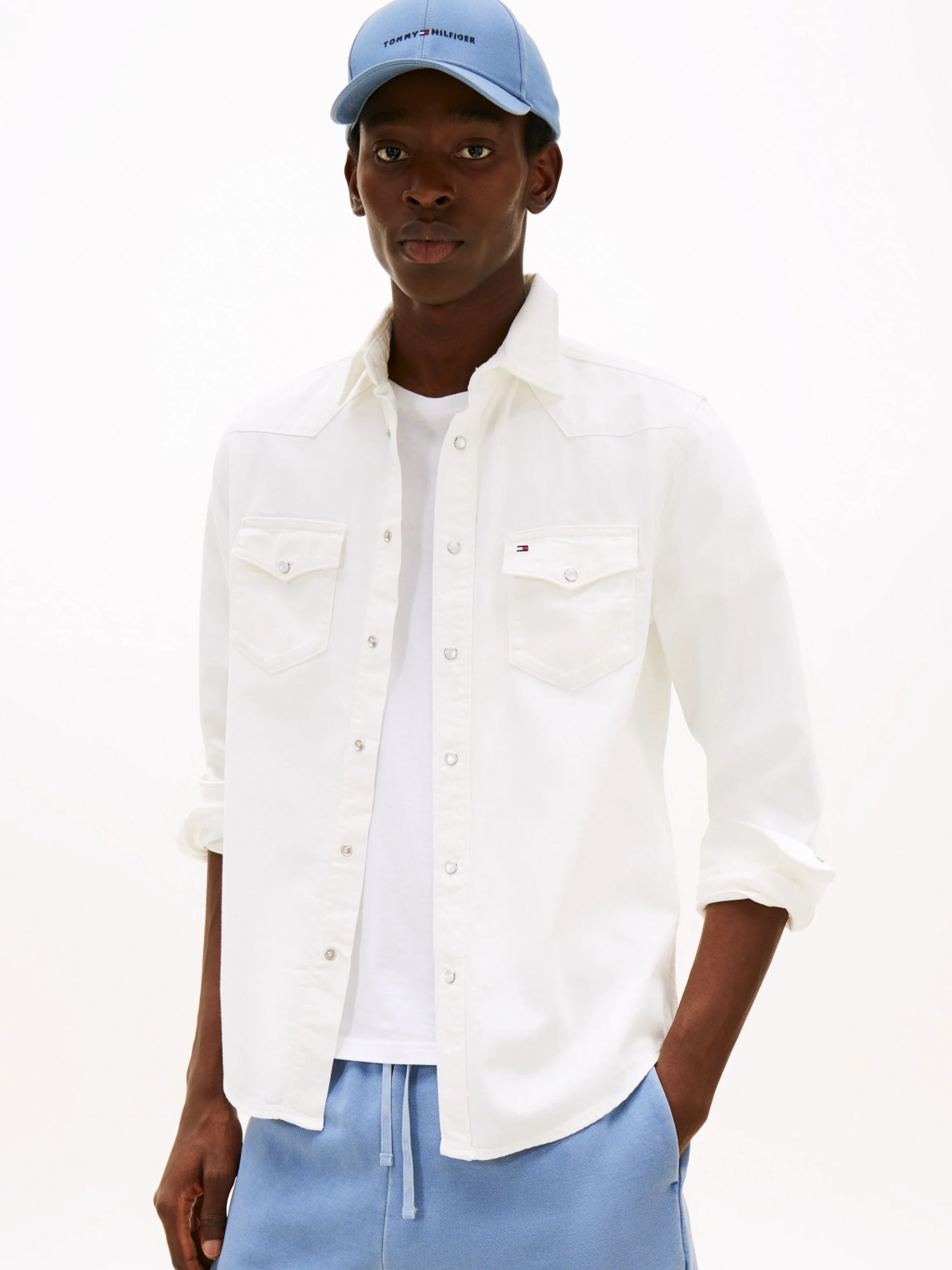 Tommy Hilfiger DENIM SHIRT GMD Erkek Beyaz Gömlek MW0MW40684YBL