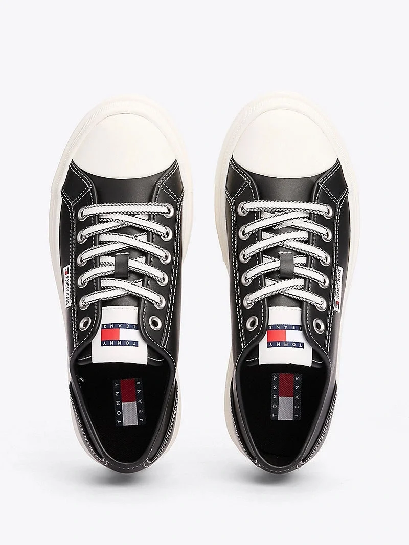 Tommy Hilfiger TJW FOXING VULC LC LEATHER Kadın Siyah Sneaker EN0EN02714BDS