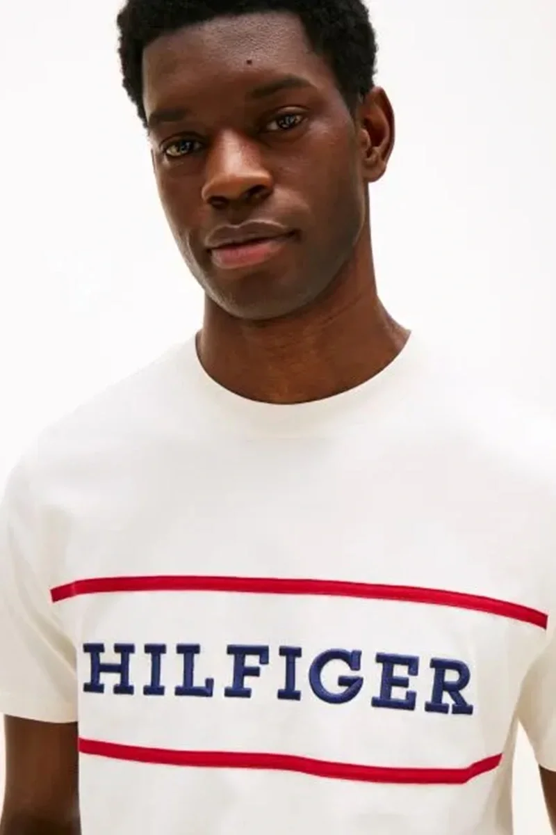 Tommy Hilfiger Erkek Americana Renk Bloklu Bej T-shirt MW0MW39845Z00
