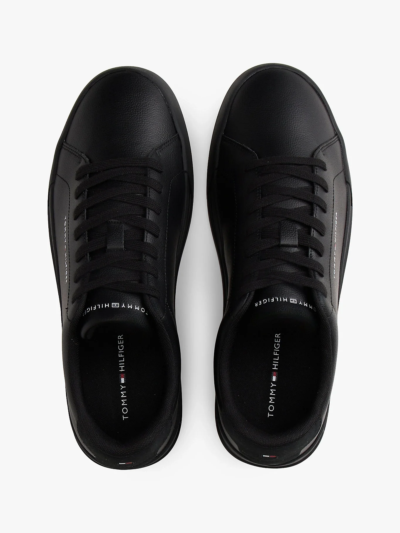 Tommy Hilfiger Erkek Deri Detaylı Kort Tarzı Siyah Sneaker FM0FM053670GJ