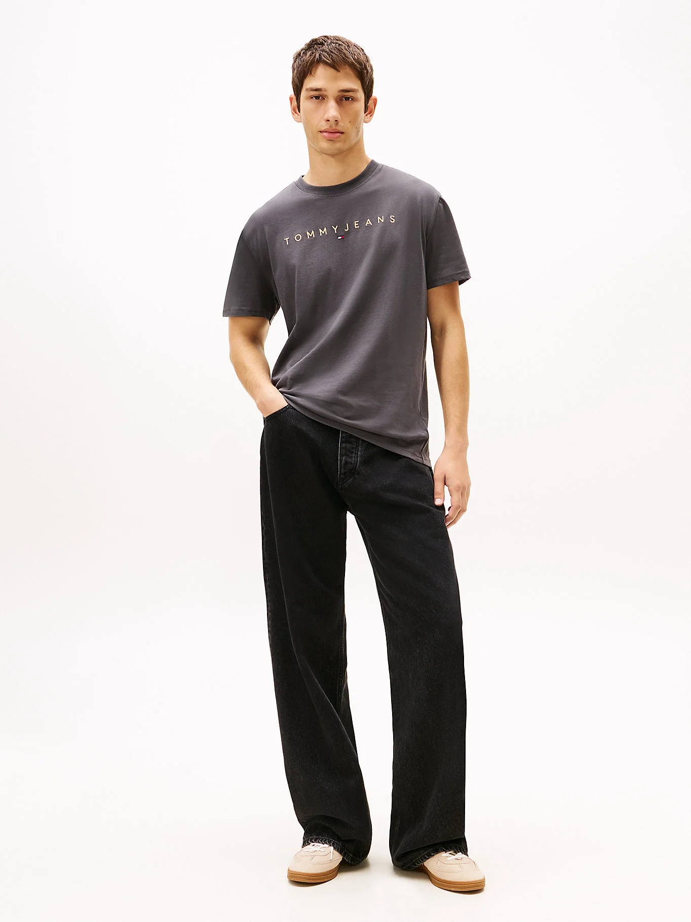 Tommy Hilfiger Erkek Gri Regular Fit T-Shirt