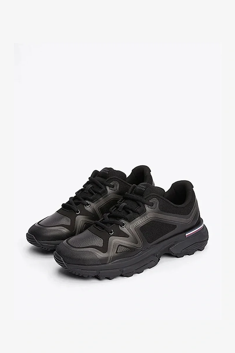 Tommy Hilfiger M RUNNER TECH KNIT LTH MIX Erkek siyah Sneaker FM0FM05344BDS