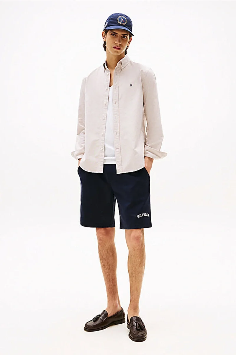 Tommy Hilfiger Erkek Normal Kesim Düz Renk Heritage Oxford Beyaz Gömlek MW0MW35774RBC