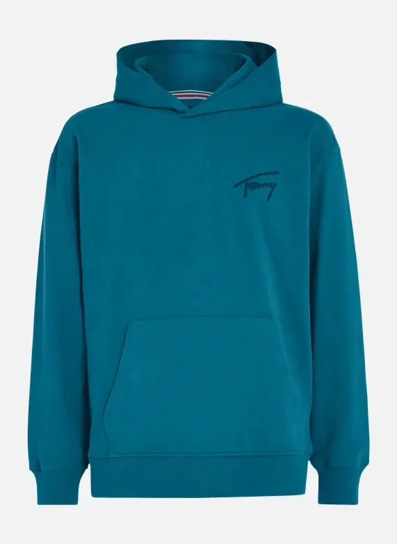 Tommy Hilfiger TJM RLX SIGNATURE HOODIE EXT Erkek Turkuaz Sweatshirt DM0DM17990CT0