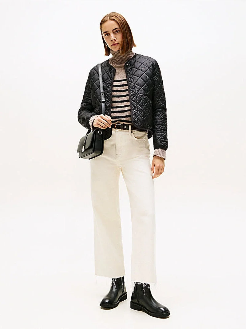 Tommy Hilfiger Hafif Dolgulu Normal Kesim Kapitone Kadın Siyah Ceket WW0WW47290BDS