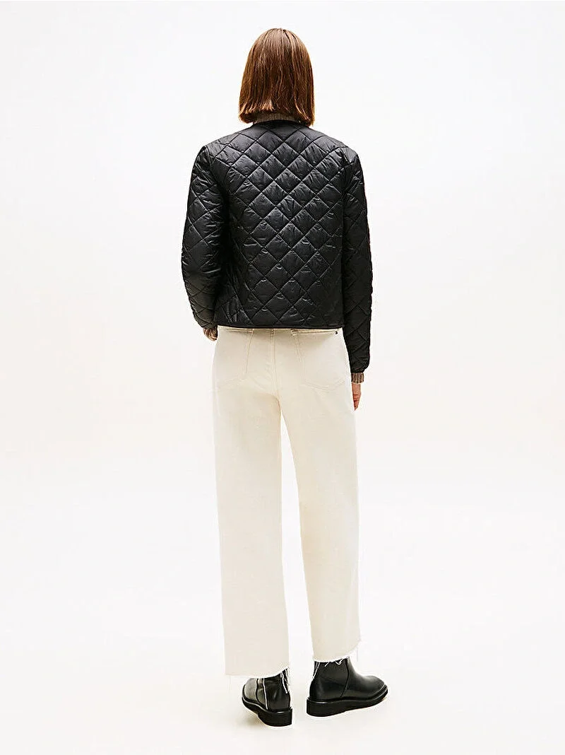 Tommy Hilfiger Hafif Dolgulu Normal Kesim Kapitone Kadın Siyah Ceket WW0WW47290BDS