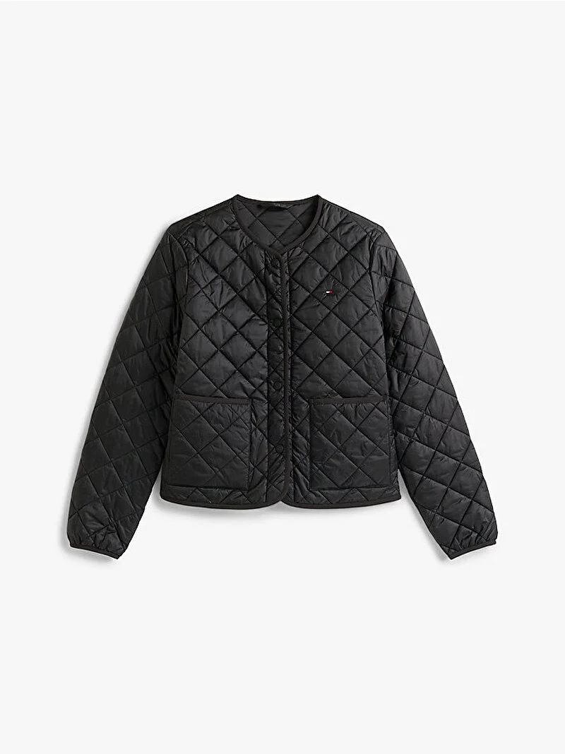 Tommy Hilfiger Hafif Dolgulu Normal Kesim Kapitone Kadın Siyah Ceket WW0WW47290BDS