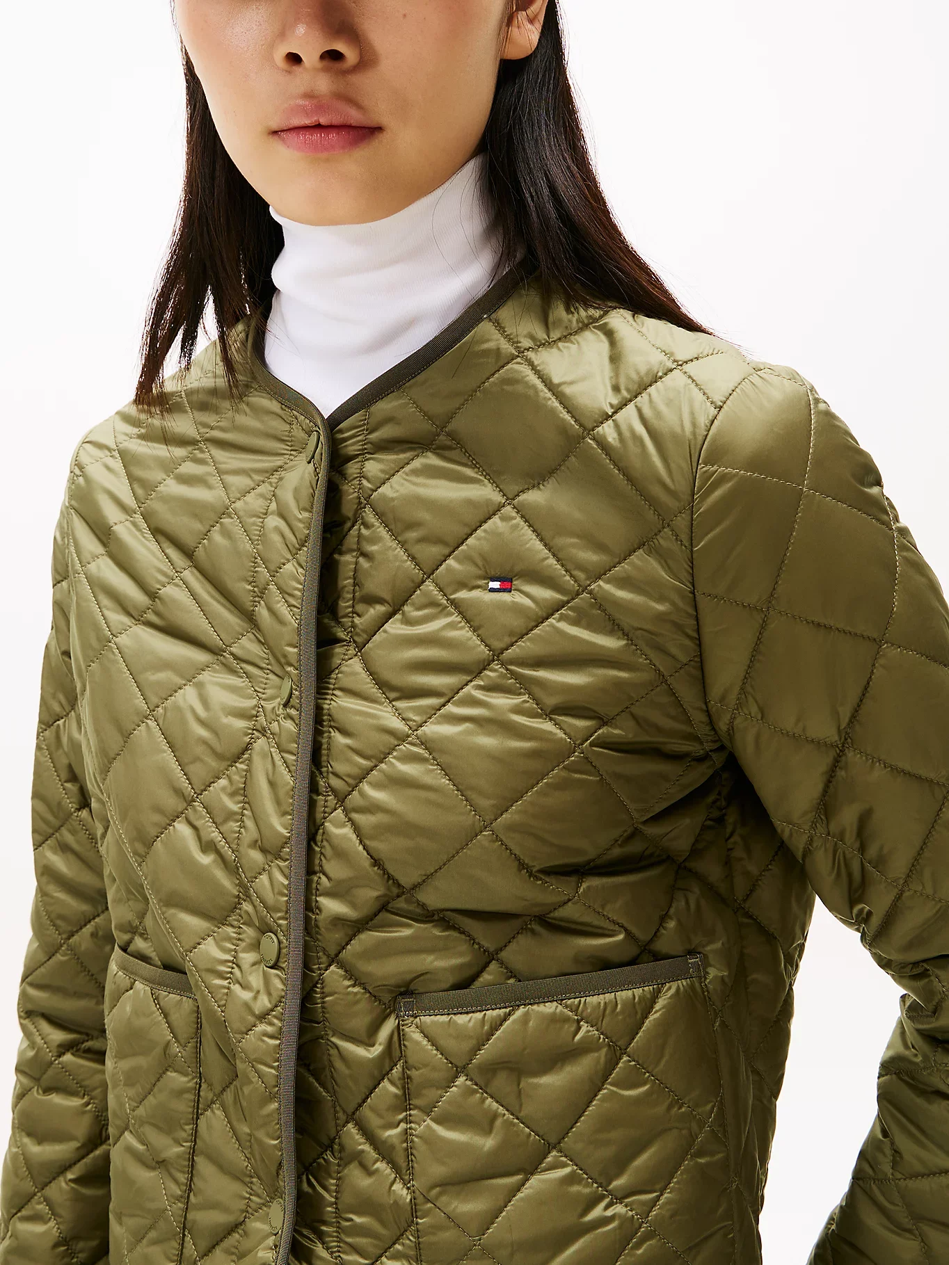 Tommy Hilfiger Hafif Dolgulu Normal Kesim Kapitone Kadın Yeşil Ceket WW0WW47290MSH