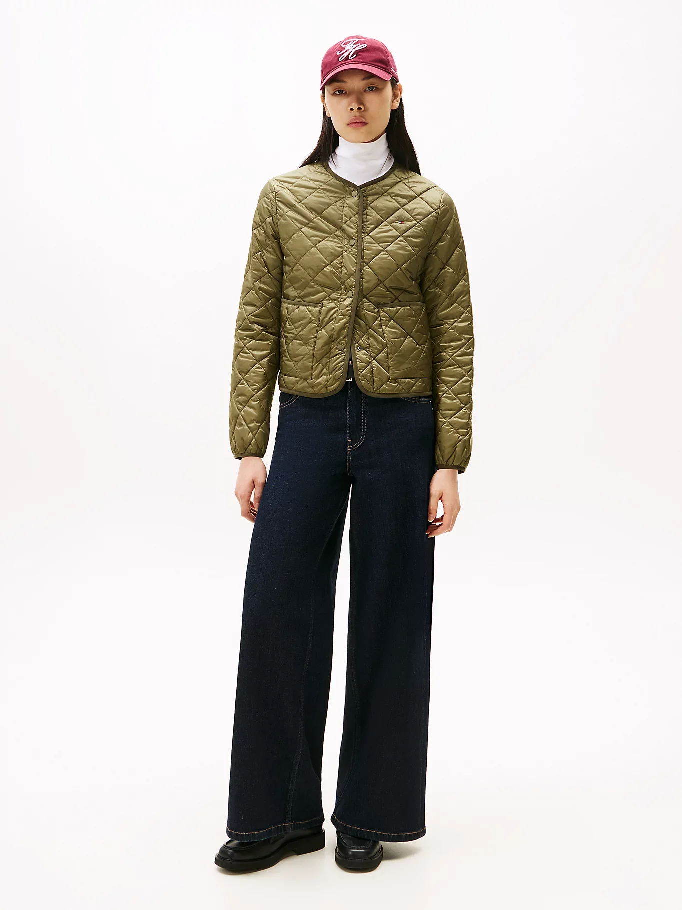 Tommy Hilfiger Hafif Dolgulu Normal Kesim Kapitone Kadın Yeşil Ceket WW0WW47290MSH