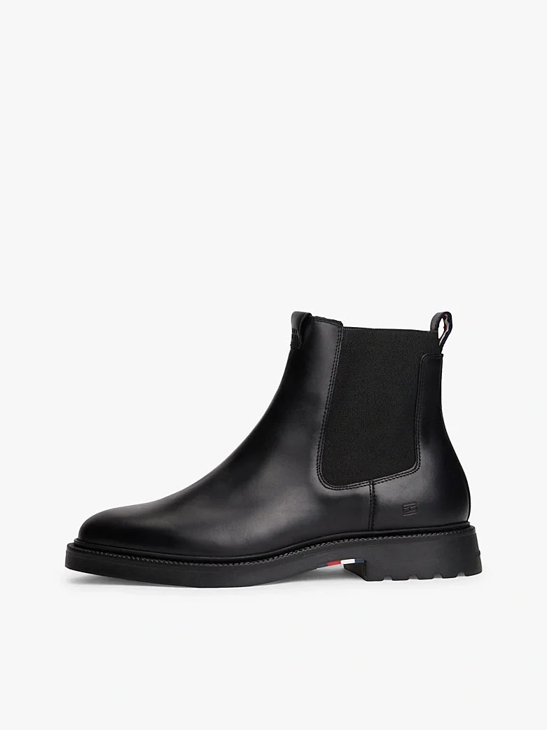 Tommy Hilfiger Hilfiger Comfort Hafif Deri Chelsea Erkek Siyah Bot FM0FM05591BDS