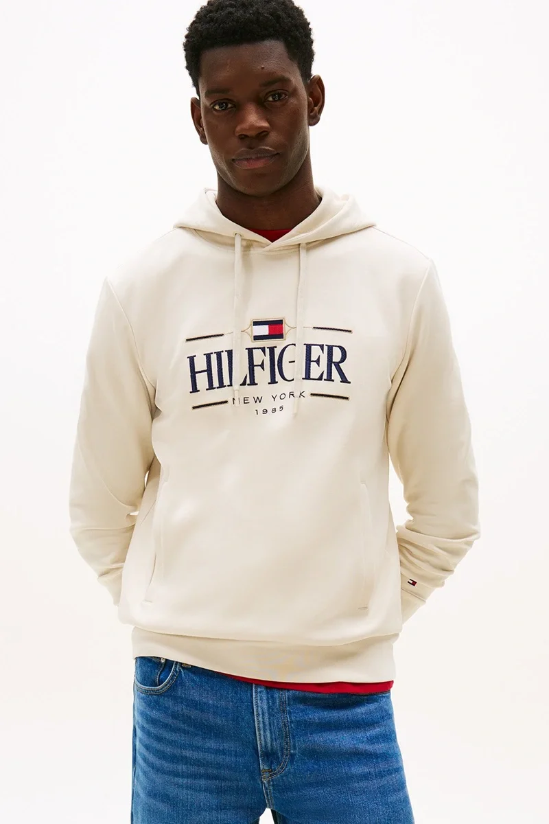 Tommy Hilfiger ICON HILFIGER HOODIE Erkek Bej Sweatshirt MW0MW39586ACG