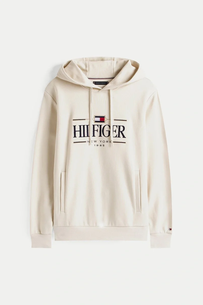 Tommy Hilfiger ICON HILFIGER HOODIE Erkek Bej Sweatshirt MW0MW39586ACG
