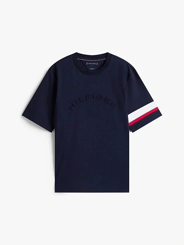 Tommy Hilfiger İkonik Renk Bloklu Eklemeli Erkek Mavi T-shirt MW0MW40018DW5