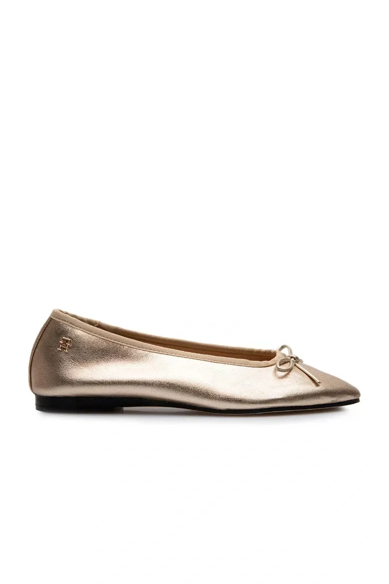 Tommy Hilfiger BALLERINA SOFT LEATHER METALLIC Kadın ALTIN Babet FW0FW084520HS