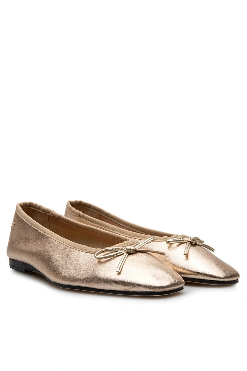 Tommy Hilfiger BALLERINA SOFT LEATHER METALLIC Kadın ALTIN Babet FW0FW084520HS