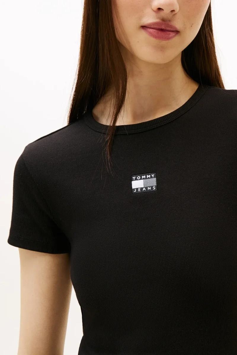 Tommy Hilfiger Kadın Armalı Fitilli Midi Siyah Elbise DW0DW20873BDS