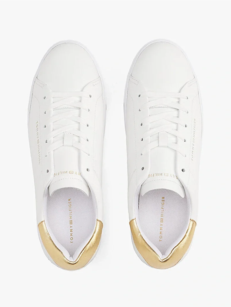 Tommy Hilfiger Kadın Klasik Platformlu Kort Tarzı Gold Sneaker FW0FW087560HT