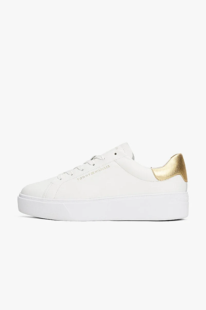 Tommy Hilfiger Kadın Klasik Platformlu Kort Tarzı Gold Sneaker FW0FW087560HT