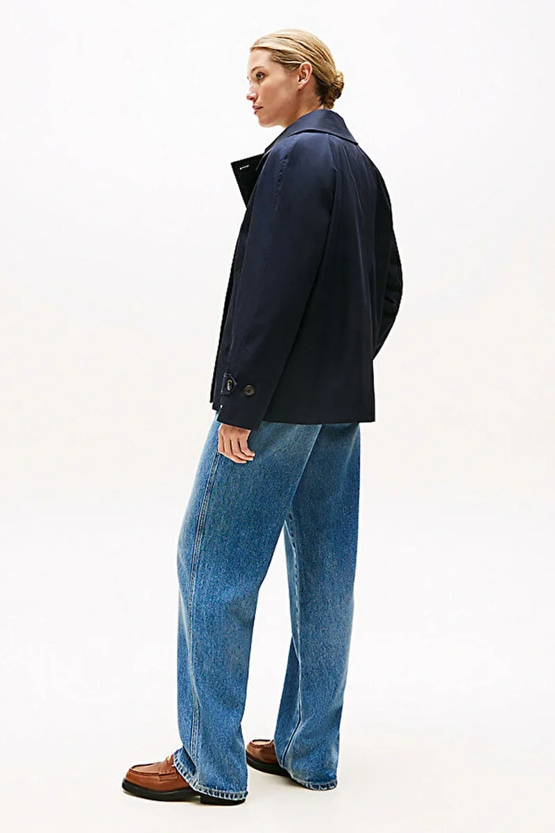 Tommy Hilfiger Kadın Pamuklu Normal Kesim Kısa Mavi Mont WW0WW45618DW5