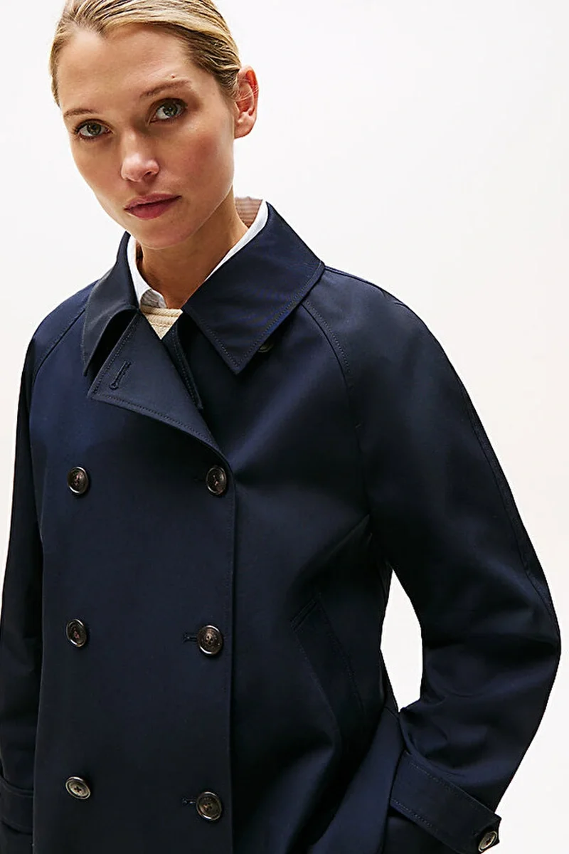 Tommy Hilfiger Kadın Pamuklu Normal Kesim Kısa Mavi Mont WW0WW45618DW5