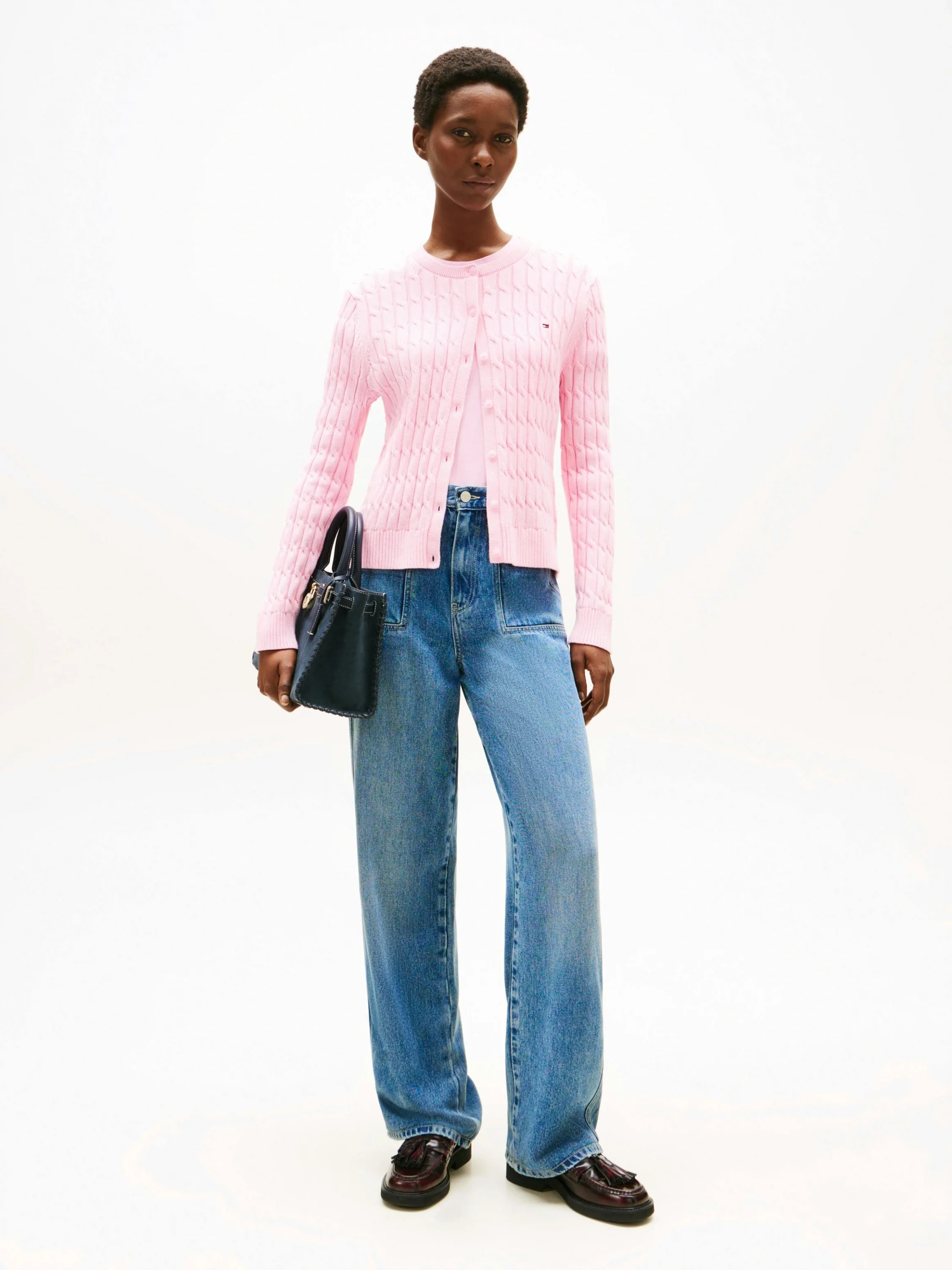 Tommy Hilfiger Kadın Pamuklu Orta Kalınlıkta Örgü Bisiklet Yaka Pembe Kazak WW0WW46514TOL