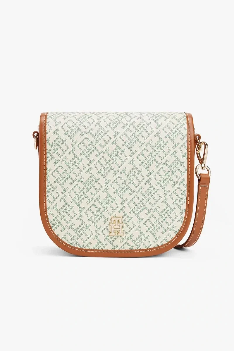 Tommy Hilfiger TH MONOPLAY LEATHER SADDLE BAG Kadın YEŞİL Çapraz Çantaı AW0AW17414L3H