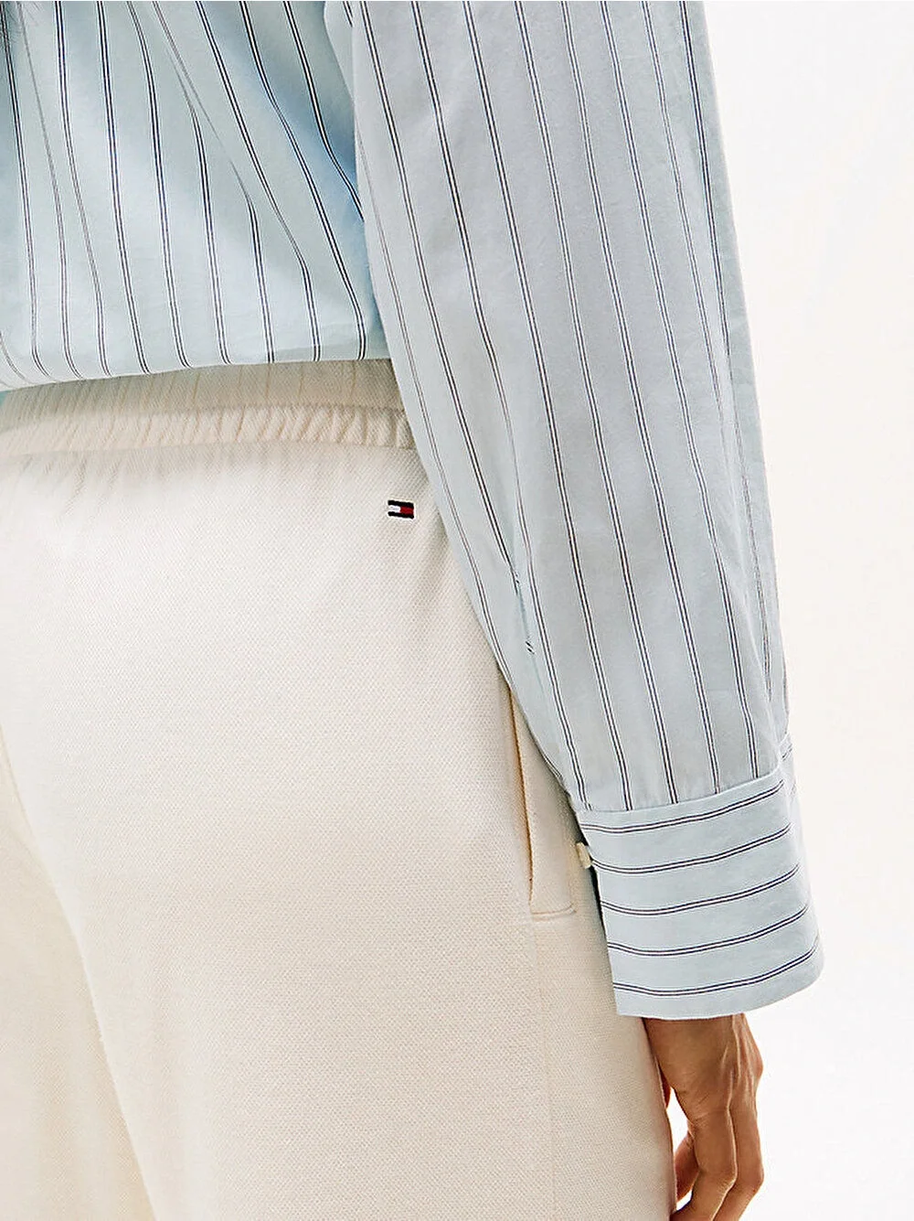 Tommy Hilfiger Kadın Yazı Baskılı Düz Paça Pike Beyaz Eşofman Altı WW0WW45744YA8