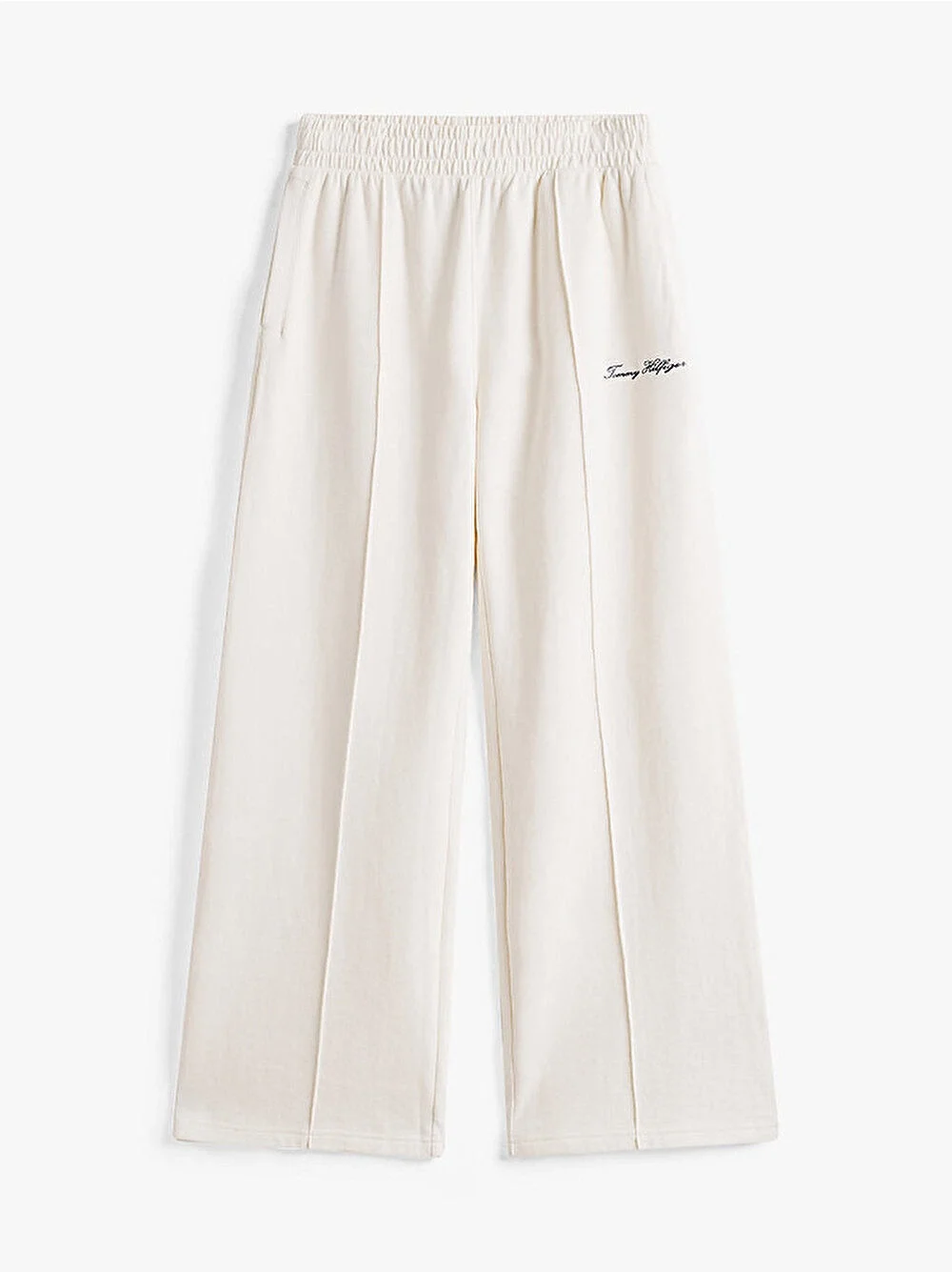 Tommy Hilfiger Kadın Yazı Baskılı Düz Paça Pike Beyaz Eşofman Altı WW0WW45744YA8