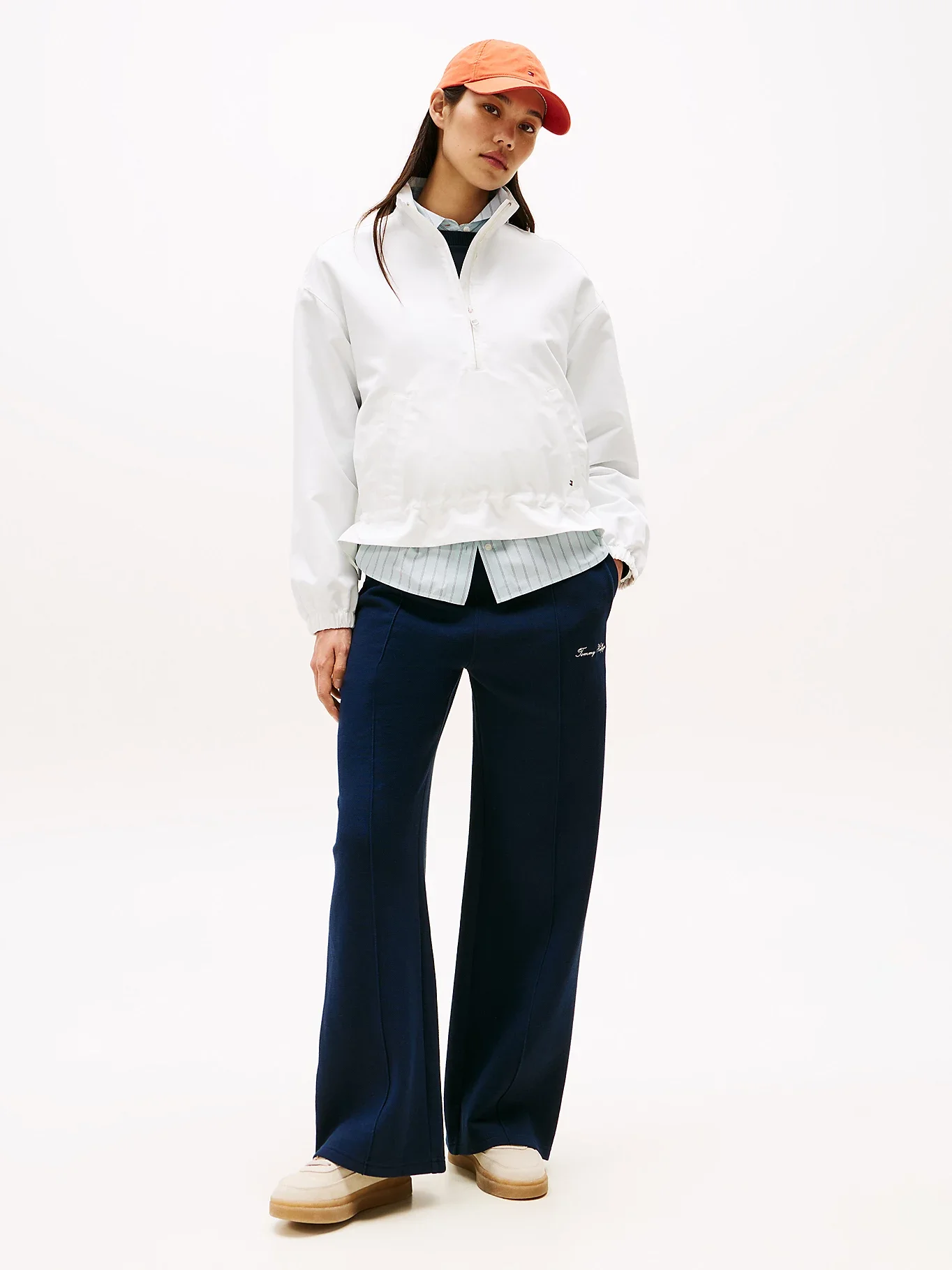 Tommy Hilfiger Kadın Yazı Baskılı Düz Paça Pike Mavi Eşofman Altı WW0WW45744C1G