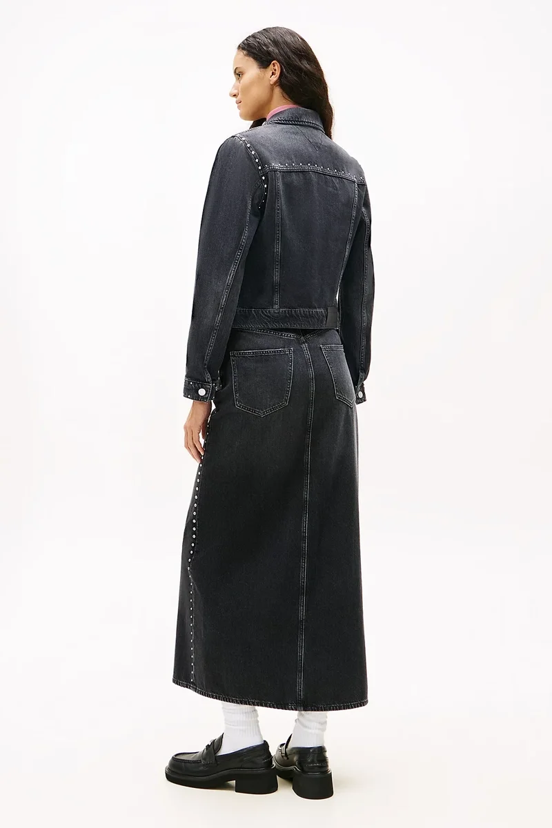 Tommy Hilfiger Klasik Trucker Kadın Siyah Ceket DW0DW215471BZ