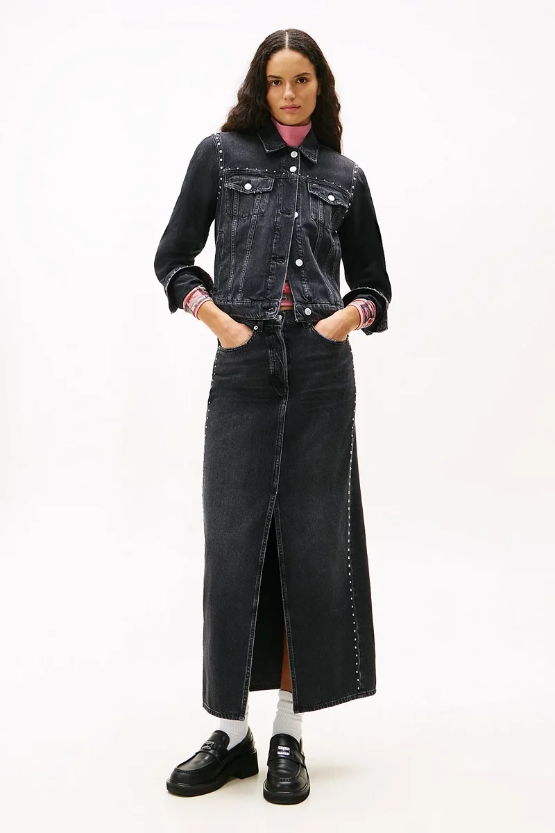 Tommy Hilfiger Klasik Trucker Kadın Siyah Ceket DW0DW215471BZ