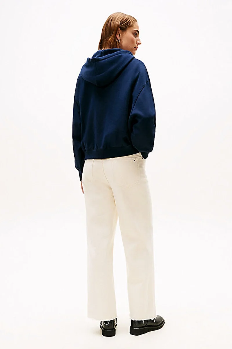 Tommy Hilfiger Klasik Yazı Baskılı Penye Kapüşonlu Kadın Kazak WW0WW48270C1G