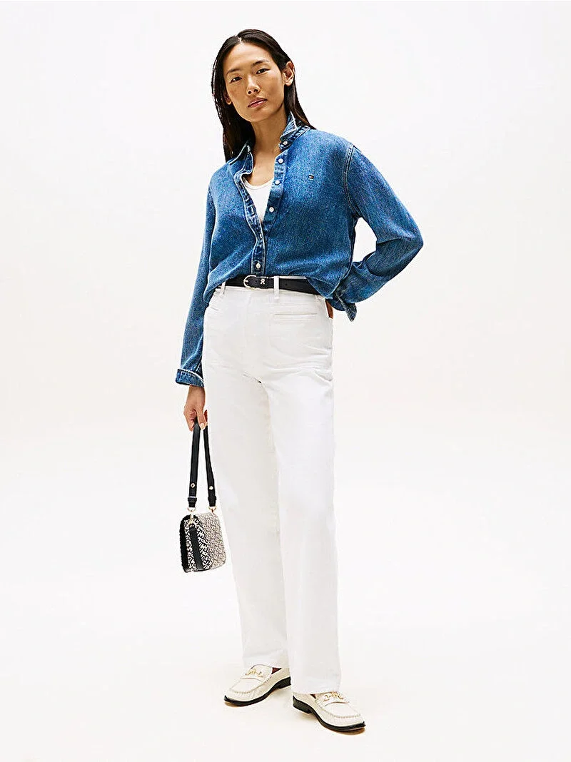 Tommy Hilfiger Lana Normal Kesim Denim Kadın Gömlek WW0WW472191A5