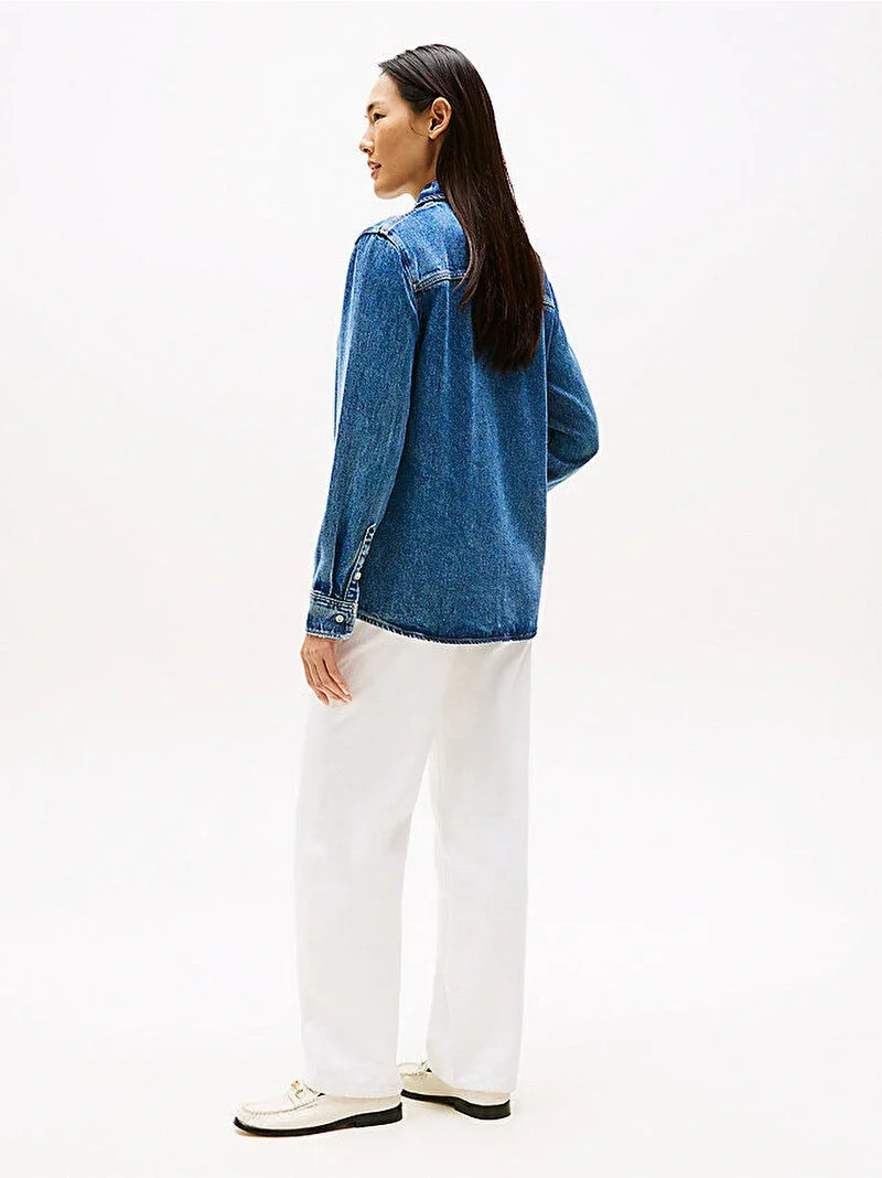 Tommy Hilfiger Lana Normal Kesim Denim Kadın Gömlek WW0WW472191A5