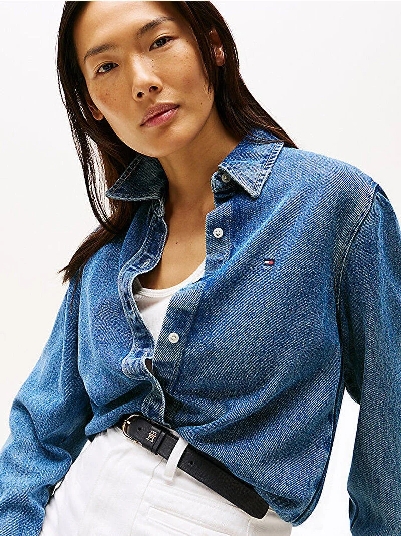Tommy Hilfiger Lana Normal Kesim Denim Kadın Gömlek WW0WW472191A5