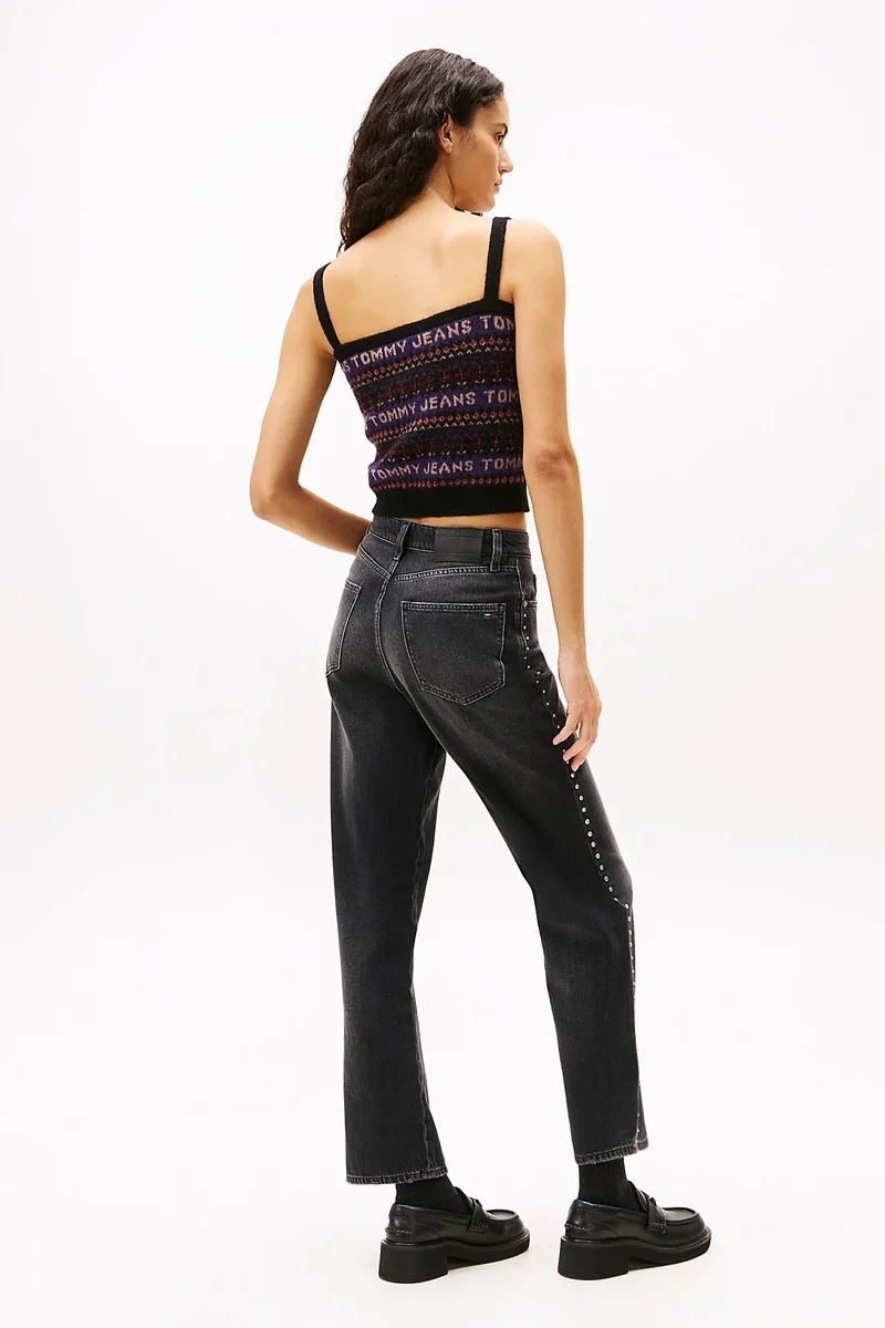 Tommy Hilfiger Layla Yüksek Bel Dar Kesim Düz Paça Rahat Kadın Siyah Jeans DW0DW215151BZ