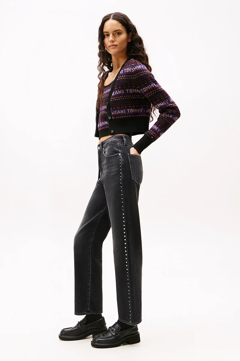 Tommy Hilfiger Layla Yüksek Bel Dar Kesim Düz Paça Rahat Kadın Siyah Jeans DW0DW215151BZ