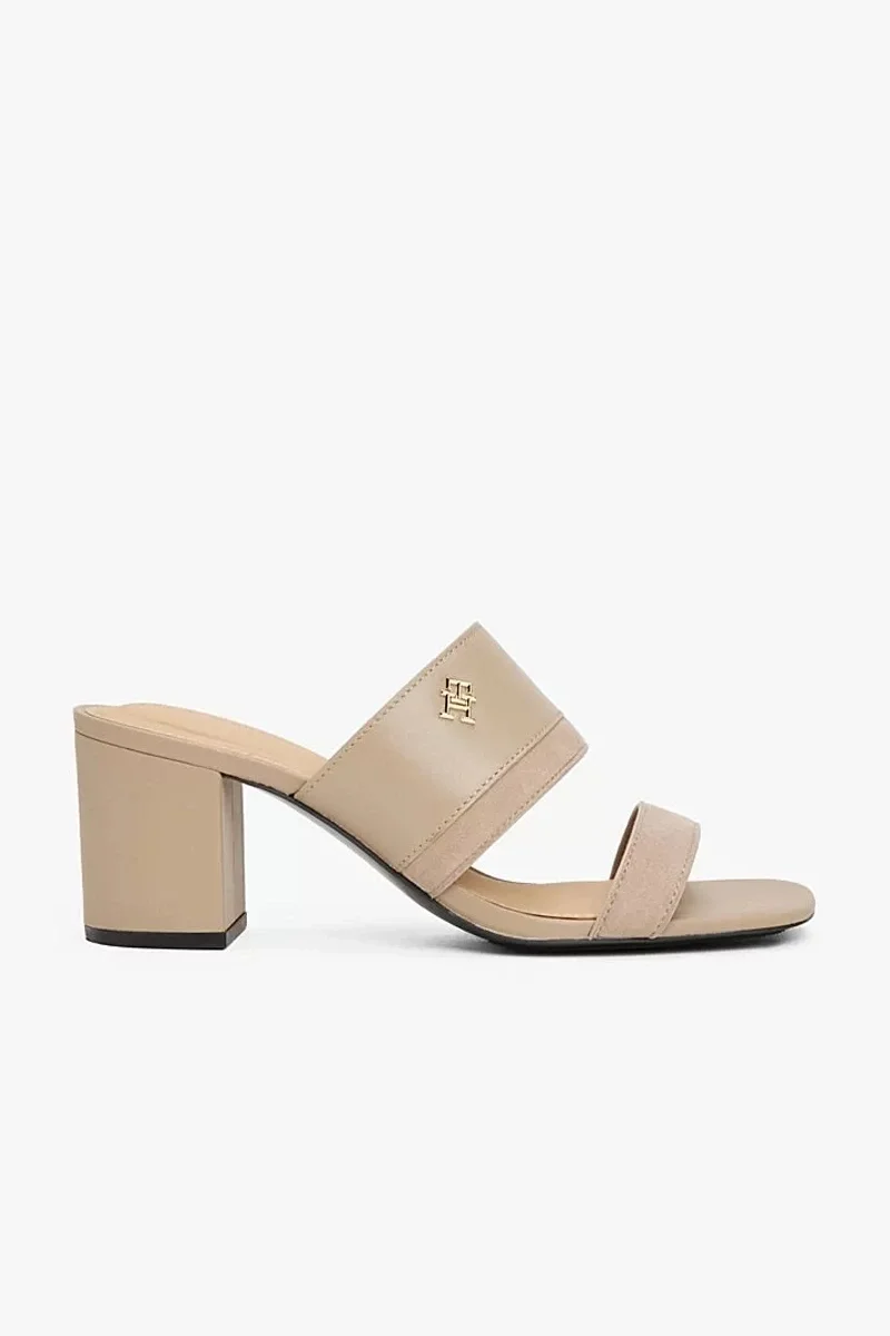Tommy Hilfiger LEATHER & SUEDE BLOCK HEEL MULE Kadın Terlik FW0FW08530AFE