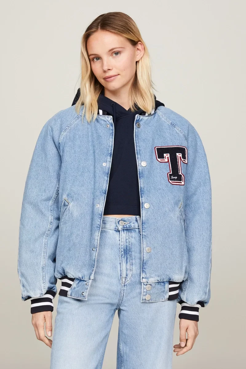 Tommy Hilfiger LETTERMAN DENIM JACKET CH7011 Kadın Denim Ceket DW0DW182021AB