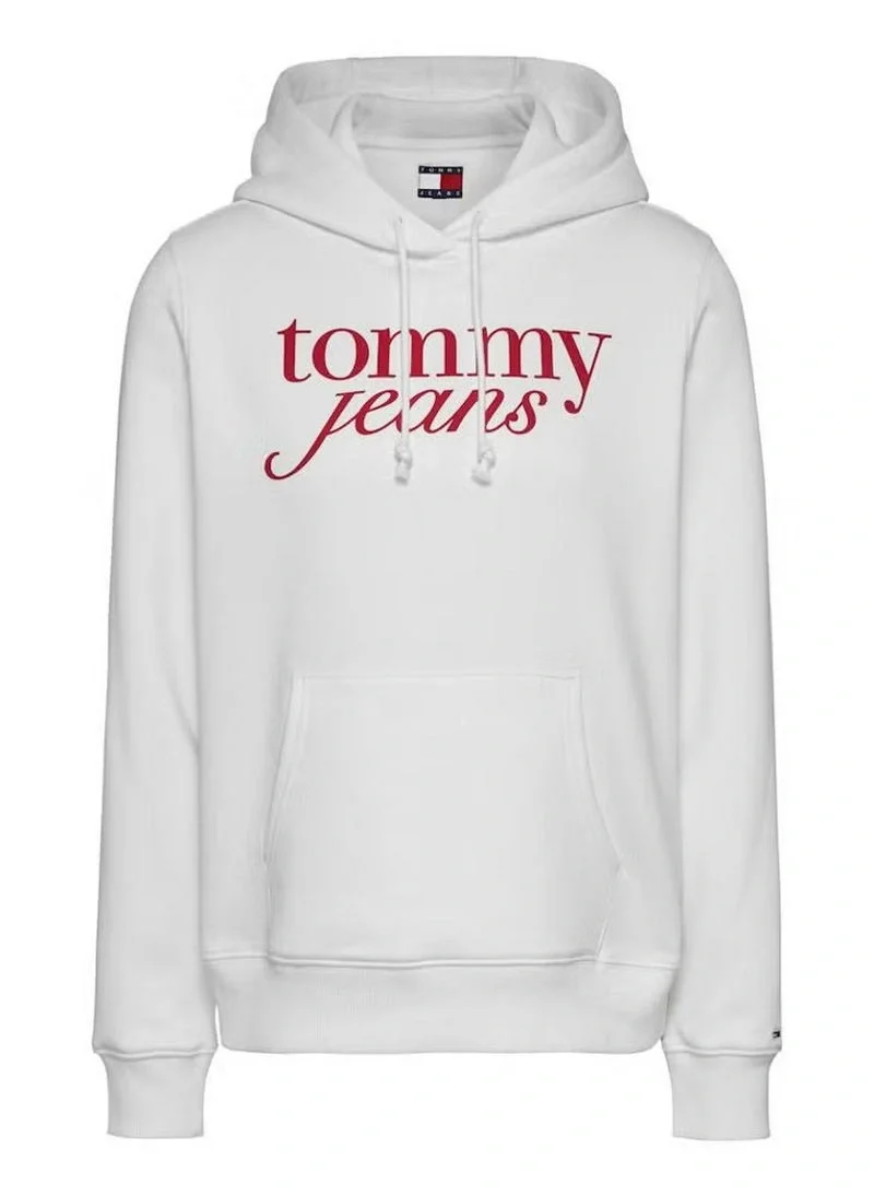 Tommy Hilfiger TJW REG ESS LOGO HOODIE EXT Kadın beyaz Sweatshirt DW0DW20170YBL