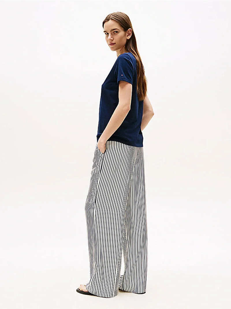 Tommy Hilfiger RWB Pike Bisiklet Yaka Kısa Kollu Kadın T-shirt WW0WW47310C1G