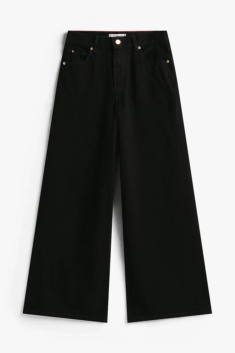 Tommy Hilfiger Siyah Denim 70ler Stili Geniş Paça Yüksek Bel Kadın Jeans WW0WW482541BY