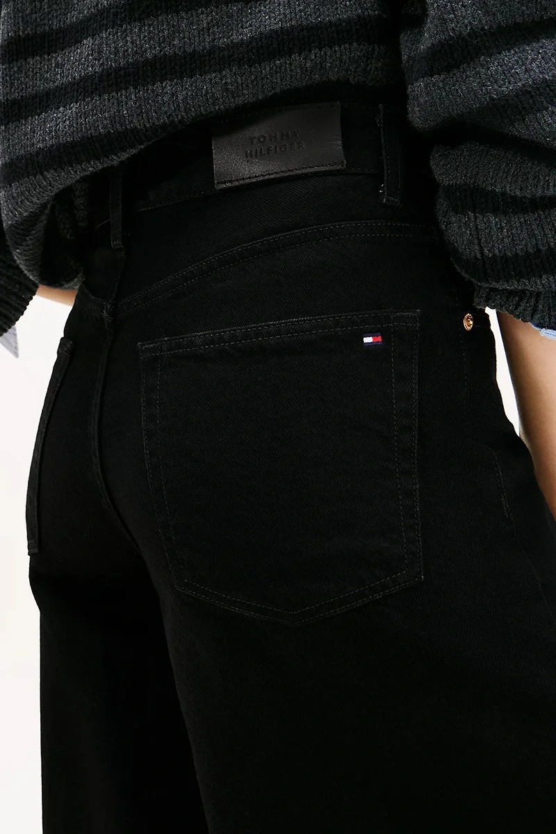 Tommy Hilfiger Siyah Denim 70ler Stili Geniş Paça Yüksek Bel Kadın Jeans WW0WW482541BY