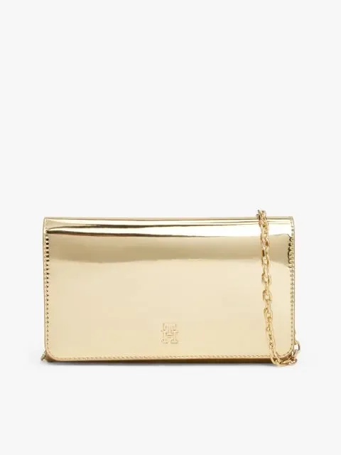 Tommy Hilfiger TH Icon Metalik Zincirli Kapaklı Kadın Gold Cüzdan AW0AW179590HS