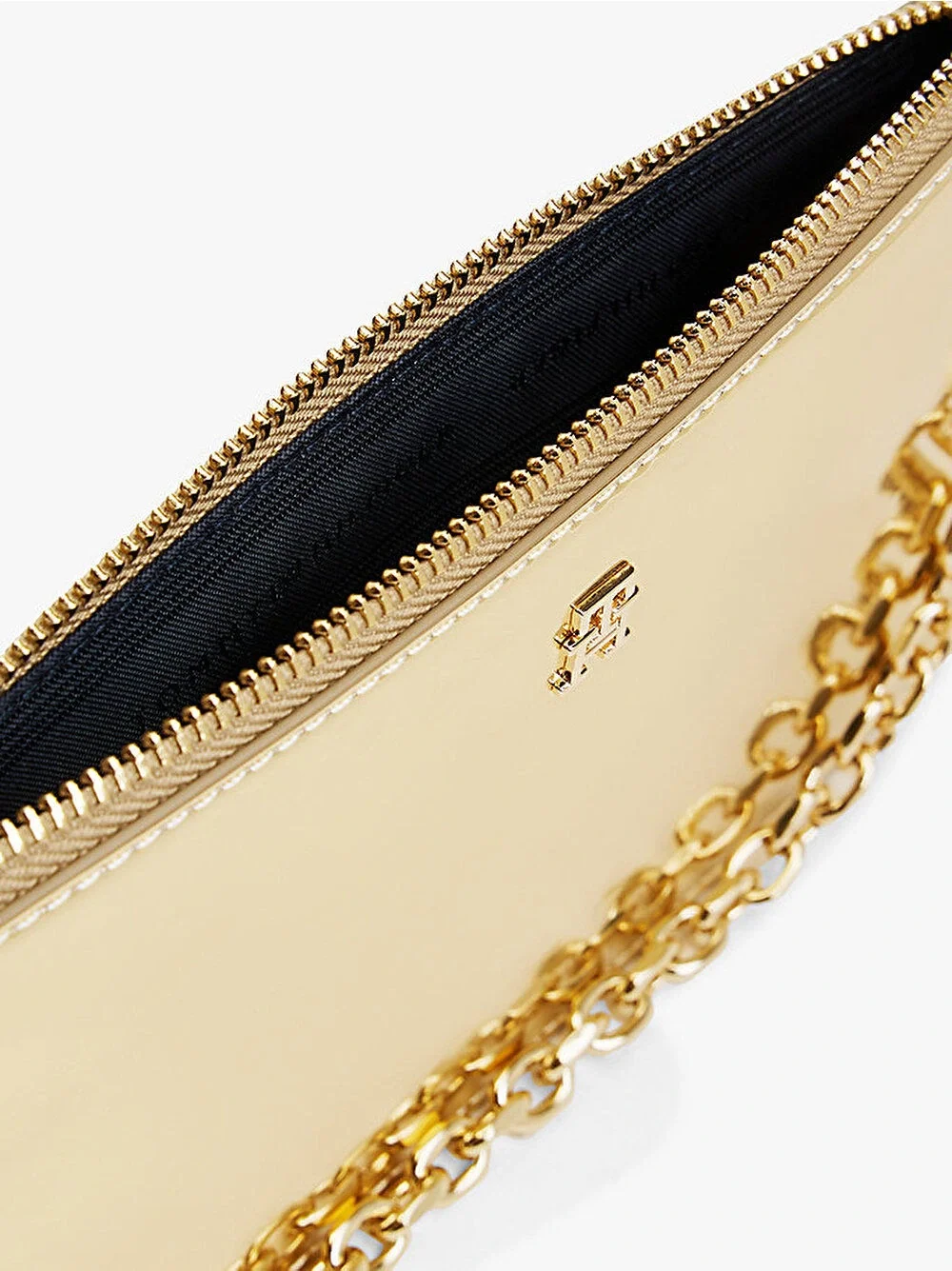 Tommy Hilfiger TH Icon Metalik Zincirli Omuz Kadın Gold Cüzdan AW0AW182190HS